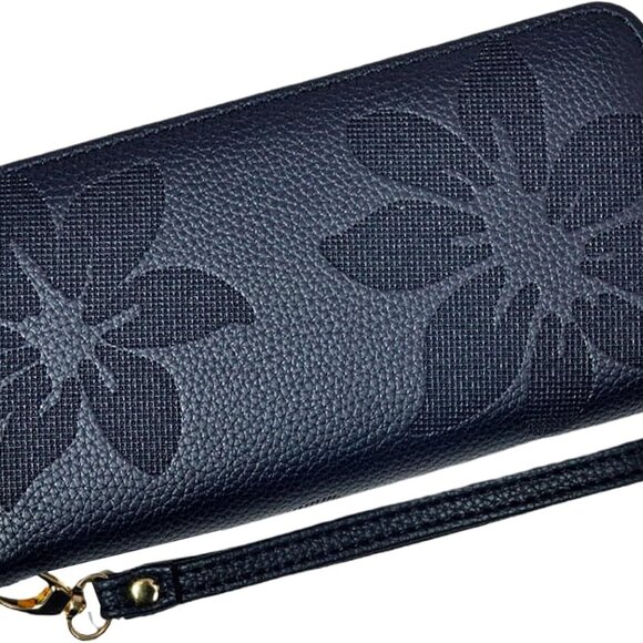 Women's RFID Wallet Leather Wristlet Clutch Zip Around Credit Card Holder - Picture 1 of 9